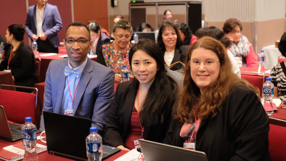 USP’s Drs. Desmond Hunt, Jeanne Sun  and Heather Joyce preparing to present.