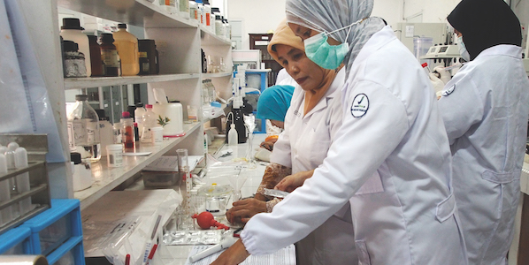 Indonesian women scientists working in lab